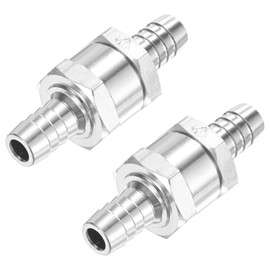 M METERXITY 2-Pack Fuel Oil Check Valve, 3/8" Aluminum Alloy Non Return One Way Check Valve for Fuel Line/Petrol/Diesel/Water/Oil/Gas [Silver]