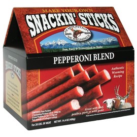 Hi Mountain Seasonings ǀ Snack Stick Seasoning Kit ǀ PEPPERONI BLEND ǀ Includes Seasoning, Cure, Casings, & Directions ǀ Seasons up to 20 lbs of Meat ǀ Beef, Pork, Venison, Deer, & Wild Game