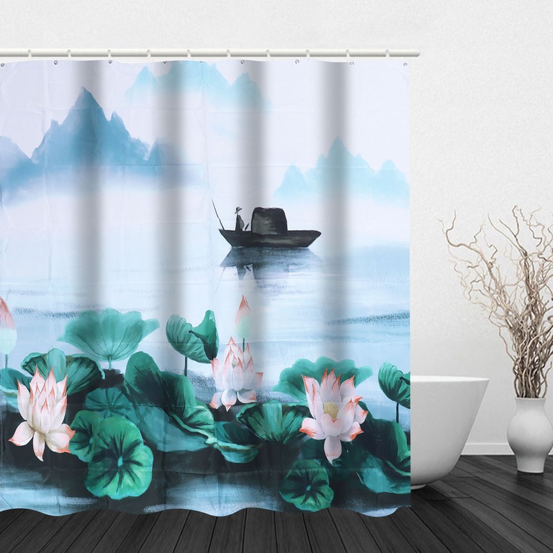 Blackout Curtains Waterproof Flower Pattern Shower Curtain Window Panels for