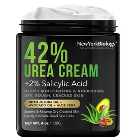 New York Biology 42% Urea Cream with 2% Salicylic Acid - Moisturizing Urea Foot Cream for Dry Cracked Heels, Calloused Feet, Athletes Foot, Dry Cracked Feet and Dead Skin - 4 oz