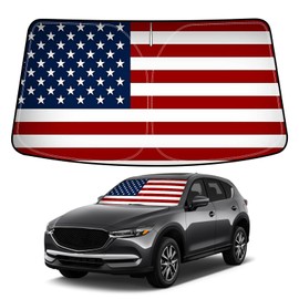 Bestview American Flag Windshield Sunshade for CX-5 2017-2025 Mazda CX5,Custom Fit Foldable Front Window Sunshade Sun Visor Accessories Protector Block UV Rays Heat, Keep Your Car Cooler