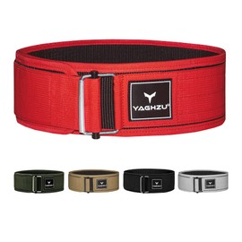 Quick Locking Weight Lifting Belt - Adjustable Lifting Belt for Powerlifting, Squat, Deadlift and Back Support, 4 inch Gym Belt for Men and Women (Red, Medium)