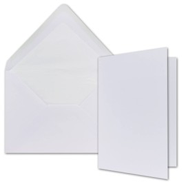 A5 Folded Card Set Including Lined Envelopes, Set of 250, Blank Bright White Invitation Cards, Folding Cards with Lined Envelopes