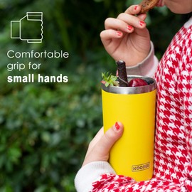 koodee Tumbler with Lids and Straws-12 oz Skinny Tumbler Stainless Steel Double Wall Vacuum Insulated Water Cup Spill Proof, BPA Free (Yellow-Blue)