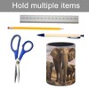 JTKSDBV Round Pen Holder Leather Desktop Container Pen Cup Elephant
