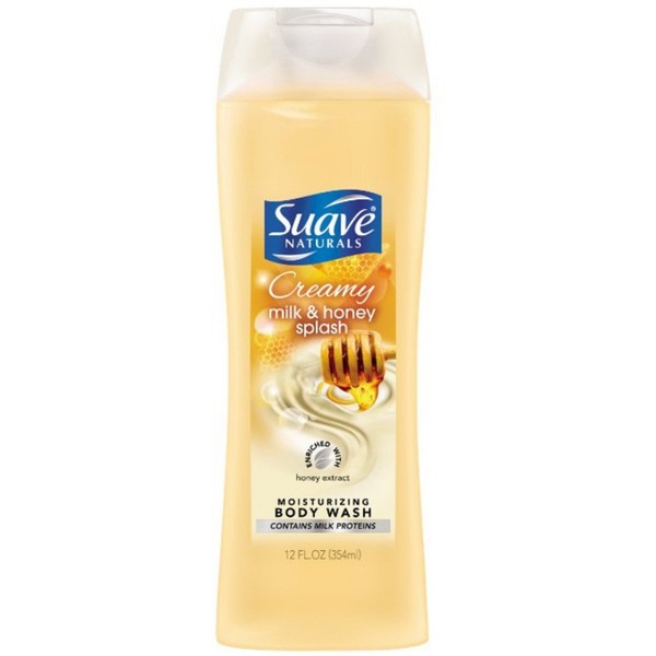 Suave Essentials Body Wash For Moisturized & Pampered Skin, Milk and Honey with Vitamin E 15 oz, Pack of 6