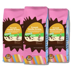 Crazy Cups Decaf Flavored Ground Coffee, French Vanilla Crème, Brew Hot or Iced Coffee, 3 Pack