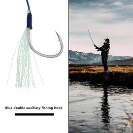 SG Store Pack of 5 Blue Double Jigging Assist Hooks Saltwater Dancing Stinger Jigging Hooks for All Types of Jigging Vertical Jigging Bait Saltwater Jigging Blue
