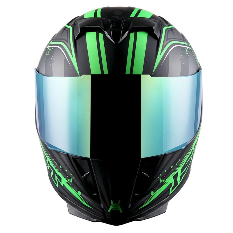 1STorm Motorcycle Full Face Helmet Skull King Matt Green+ One