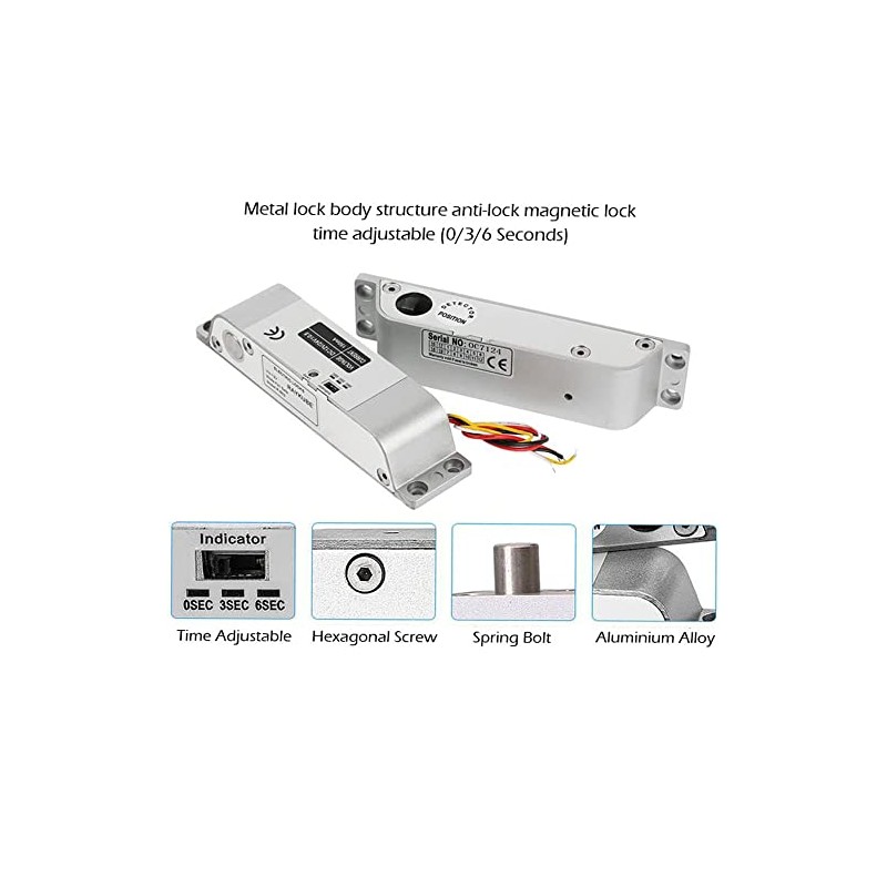 HERNAS - Cerradura elctrica de 12 V CC para puerta,