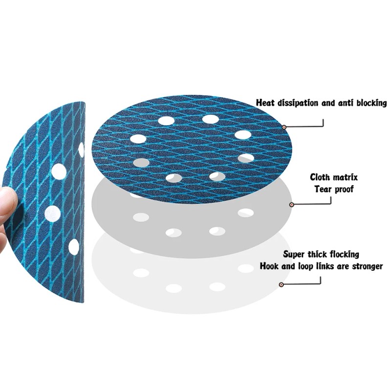 50Pcs Diamond Shape 5" Sanding Discs Hook Loop Sander Orbitial