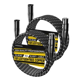 VANDESAIL Microphone Cable XLR Cables 15 Feet 2 Pack XLR Male to Female Balanced Microphone Cord 3 pin, XLR Cable, 15ft Mic Cord, Black & White Braided Cable for Recording Mixer Amplifie Speaker