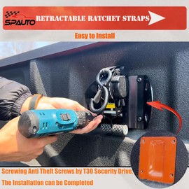 Retractable Ratchet Straps Compatible with 2015-2025 Ford F150, 2PCS Self Retracting Ratchet Straps Tie Down Anchors Box Link Cleats for F250/F350/F450/F550 Super Duty Truck Bed Accessories