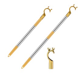 BEEY Reach Stick Long Pole Utility Hook 56" Extended Reacking Hook with Telescoping Pole for High Area for Hanging Reaching Placing