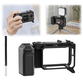 CAPART Hand Grip for DJI OSMO Action 5 Pro, Action 4, Action 3, Quick Release Modular Adapter with Frame Cage Cold Shoe and Shutter Button Camera Holder
