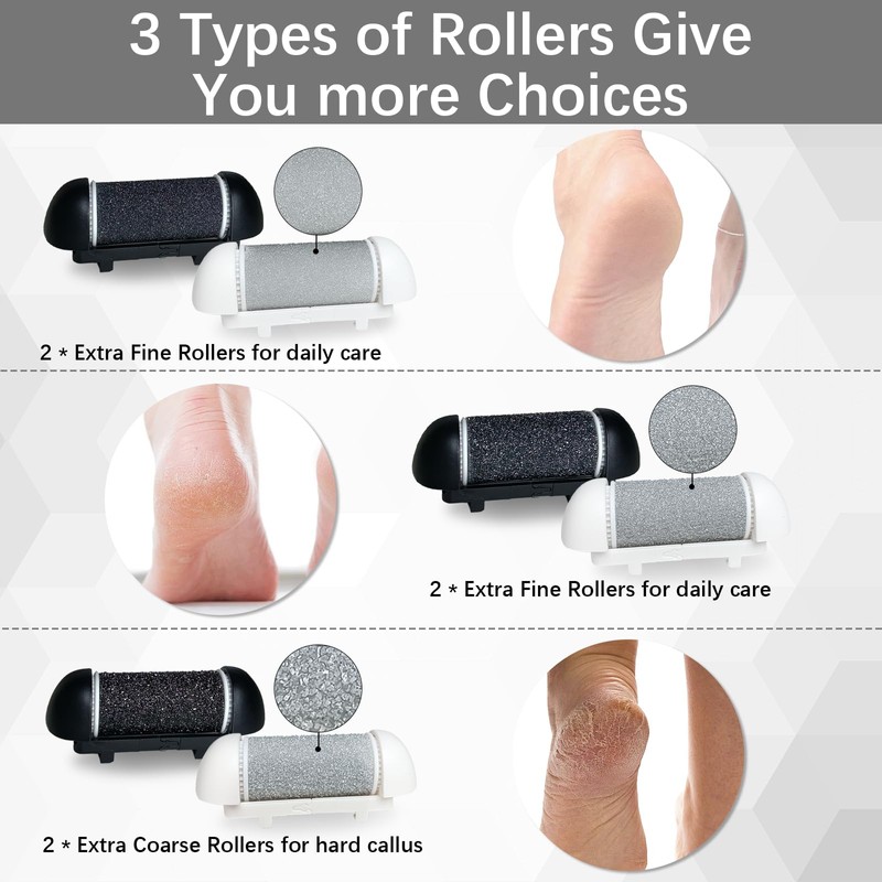 Foot File Replacement Roller Heads Compatible with Scholl/Pedi, Refill Heads
