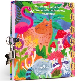 eeBoo: Fawn & Sun Journal - Lock & Keys, 176 Lined Pages, Sketch & Take Notes, 6.25 x 5.5, Animal Themed Diary, Foil-Stamped Hardcover, Kids & Teens