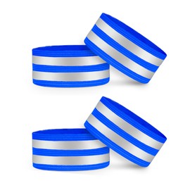 VERY IMPORTANT RUNNER - Reflective Wristbands with Double Reflective Strips - 5 cm Width - 8 cm Adjustable Clasp & 360° Visibility - For Arms, Legs & Ankles (Blue, Pack of 4)