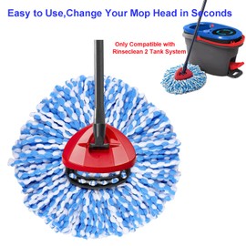 6 Pcs Spin Mop Refill/Recharge + 1 Mop Base Holder for Vileda/O Cedar 2 Tanks RinseClean System, Microfiber Spin Mop Replacement Head for Deep Cleaning