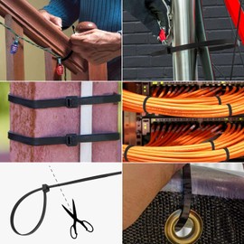 24 Inch Large Zip Ties(50 Pieces) Heavy Duty Plastic Ties 250 lbs Cable Ties Big Thick, UV Resistant Zip Tie Big Size For Outdoor