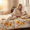 JSD Juego de sábanas con Estampado Floral Amarillo, tamaño King,