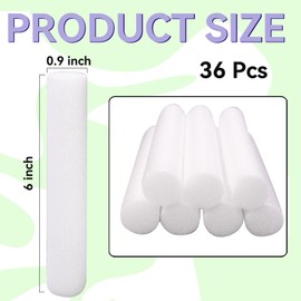 TANEMUDO 36 Pcs Foam Cylinders 6 Inch DIY Foam Cylinder White Arts Modeling Foam Tube Cylinders Shape Foam Rods for DIY Crafts Decorations Supplies