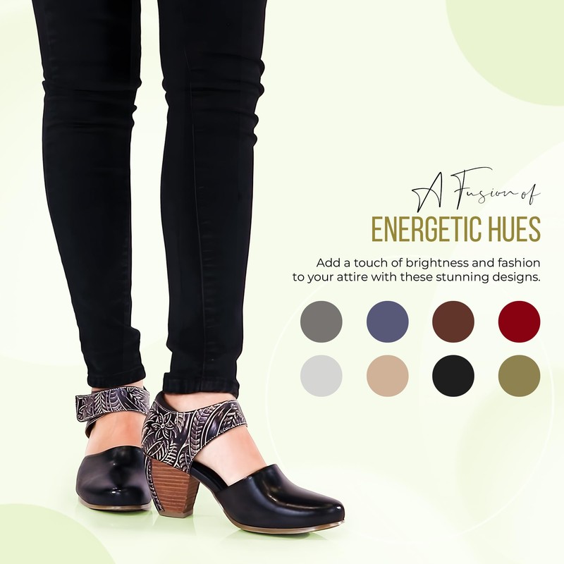 Spring Step L’Artiste Women’s Toolie Pump Shoe - Hand-Painted Tooled