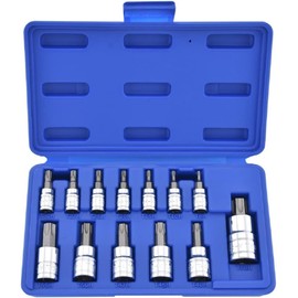 NEIKO 10073A Tamper Proof Torx Bit Socket Set |13-Piece | S2 Steel Bits & Cr-V Steel Sockets | TT8 – TT60