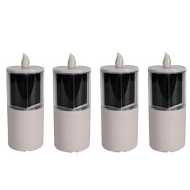 OURMEMO Solar Candles Outdoor Waterproof, Solar Candles for Cemetery, 2.5"x6.5",Dusk to DAW,for Cemetery Grave Garden Patio Yard Lawn Decoration (Set of 4)