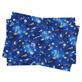 COLORFUL CANDY STYLE Placemats for Boys and Children, Fashionable, Cloth Lunch Placemats (15.7 x 23.6 inches (40 x 60 cm), Set of 2, Future Planet Exploration and Spaceship
