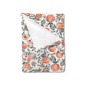Peach Baby Blankets for Boy Girl Vintage Peach Fruit Floral Leaves Flannel Soft Swaddle Blanket Breathable Lightweight Receiving Blankets Bedding Blankets Toddler Infant Newborn Nursery Crib 30x40