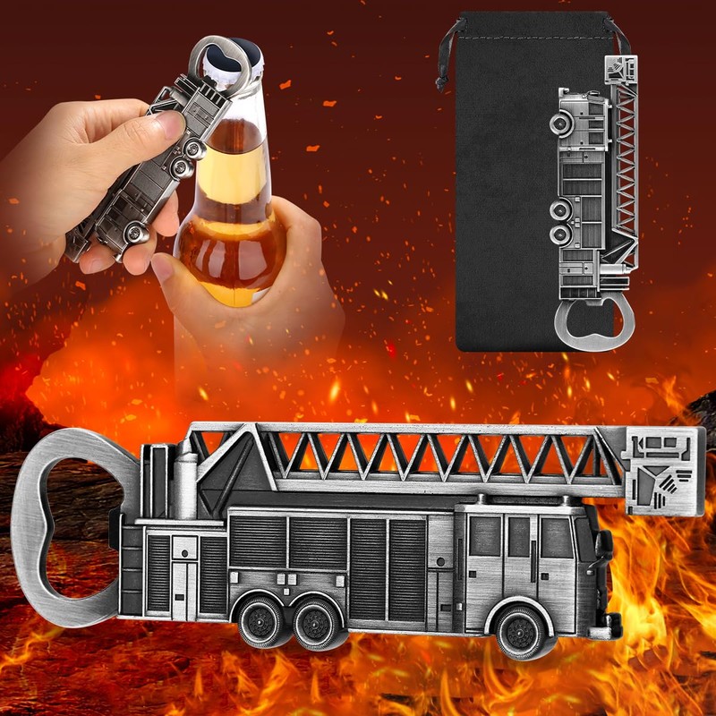 MR.BARWARE Fire Truck Bottle Opener, Cool Firefighter Gifts for Men,