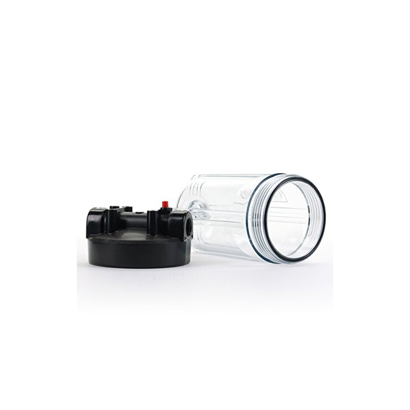 Hydronix HF45-10CLBK10PR Water Filter Housing 10" - 1" Ports, Clear