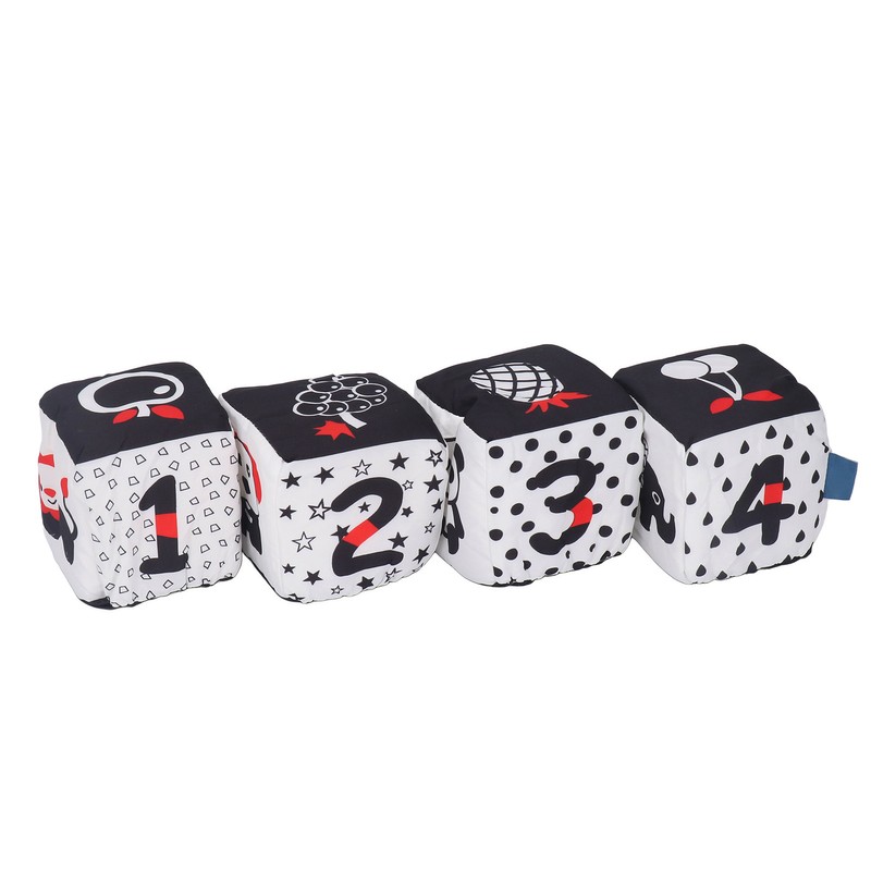 4pcs Baby Cloth Blocks Toy Letters Animals Learning Black White