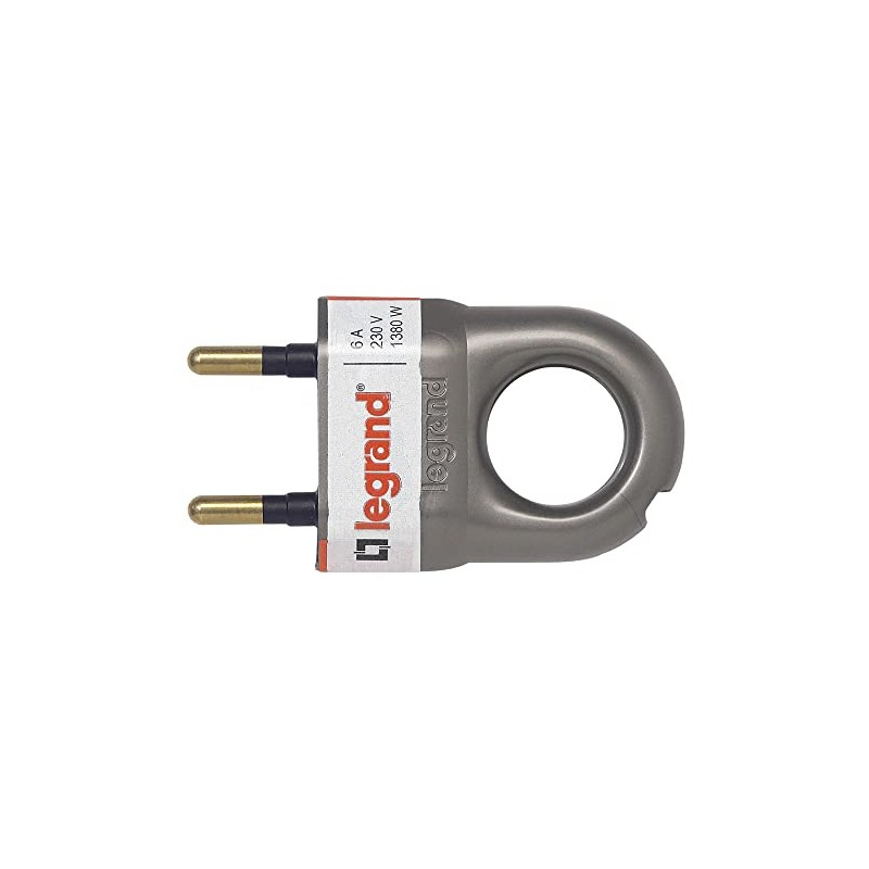 Legrand 6A Male Plug without Earth with Ring Extraction, grey,