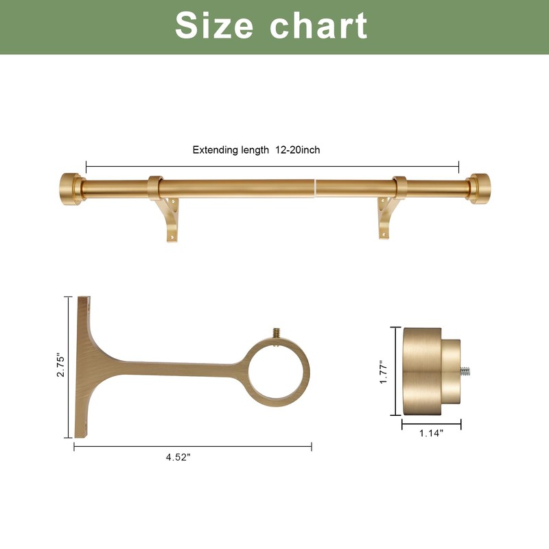 Short curtain rod 12-20 Inch Telescoping Side Curtain Rods, 1Inch