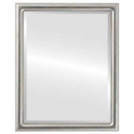 OVALCREST Rectangle Wooden Beveled Wall Mirror for Home Decor, Bathroom, Vanity, Bedroom, Living Room, Hallway - Silver Leaf with Brown Antique - 14x18 Outside Dimensions