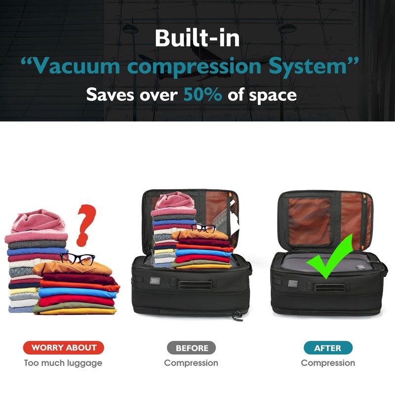 TANGCORLE Vacuum Compression Backpack with Pump, Extra Large Capacity 45L