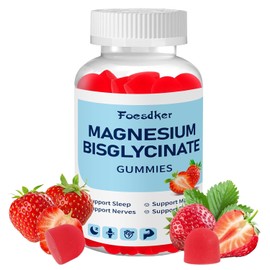 Magnesium Bisglycinate Gummies, with 400mg Magnesium Bisglycinate Chelate, Sea Salt,Strawberry Extract,Support Sleep&Nervous,Overall Health
