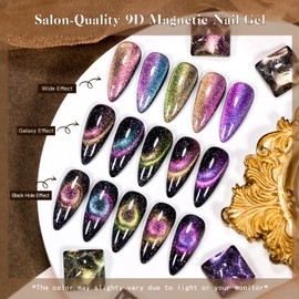MSRUIOO 9D Cat Eye Gel Nail Polish Set, Starry Sky Effect Magnetic Gel Polish, Soak Off UV LED Cateye Gel Polish Manicure Nail Art Gift Kit 6 Colors with Magnet Stick