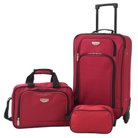 Travelers Club Euro Carry-On Luggage, red, 3-Piece Set
