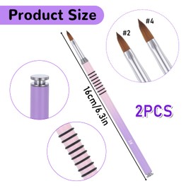 2 Pack Acrylic Nail Brush for Nails Art, 3D Nails Art Flower Brushes with Non-Slip Handle Nail Design Tools for Women Acrylic Application Purple-Pink