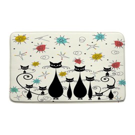 CCXTCZ Mid Century Modern Bath Mat Atomic Cat Starbursts Diamonds Iconic Sputnik Black Retro Abstract Geometric 1950s 1960s Bathroom Kitchen Rugs,17.8x29.5 Inch