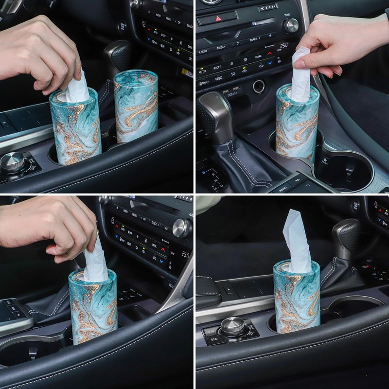 SINGARO Car Tissue Holder, 4 Pack Car Cup Holder Facial