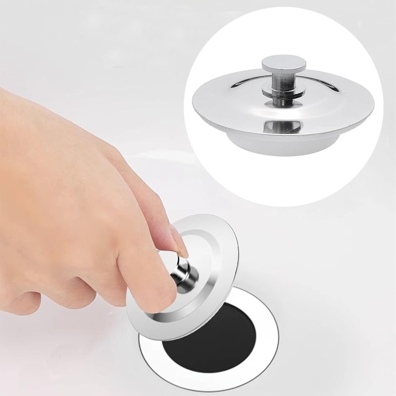 Universal Bath Plug for 40-45mm Holes - Stainless Steel Drain