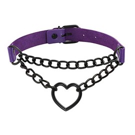 Eigso Punk Gothic Necklace Chains and Heart PU Leather and Alloy with Clasp for Men, Women, No Gemstone