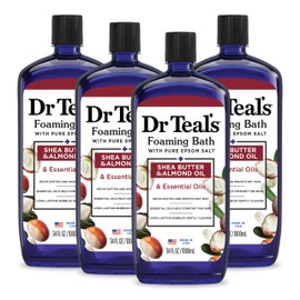 Dr Teal's Foaming Bath with Pure Epsom Salt, Shea Butter & Almond, 34 fl oz (Pack of 4)