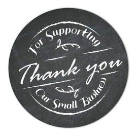 40mm Stickers - Thank You for Supporting Our Small Business (Pack of 24 Stickers, Black Chalkboard Design)