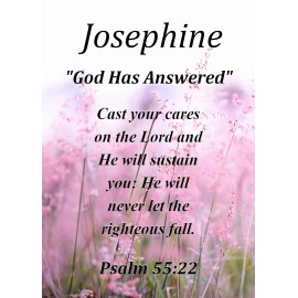 Josephine "God Has Answered" Keepsake Name Meaning Card with Bible Verse