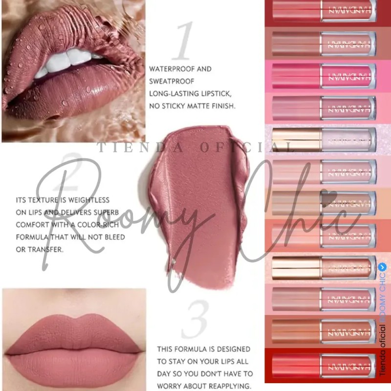 Set De Labiales Líquidos Mate con 12 tonos de Larga
